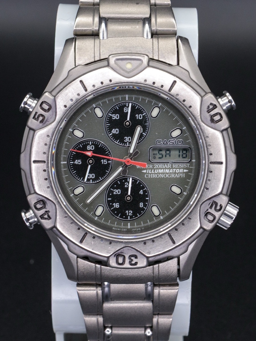 Casio Rare MD-812 Vintage Titanium Marlin 42mm Ana/Digi JDM Import Chronograph
